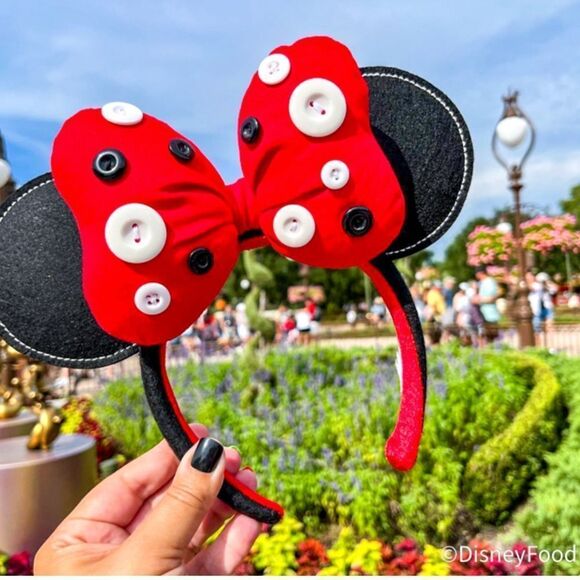 Disney Button Red and Black Mouse Ears Headband - Picture 3 of 11